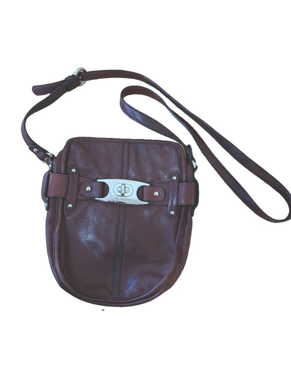 B Makowsky Leather Shoulder Bag Brown Magnetic Closure Animal Print Lining